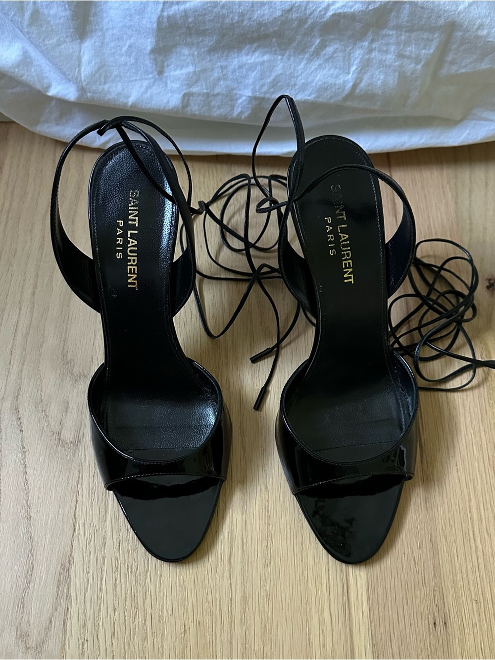 Saint Laurent Patent Leather Wrap Sandal - Picture 2 of 10